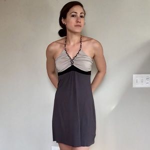 EUC GREY AND BLACK HALTER DRESS SZ M